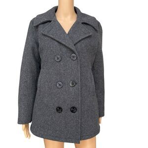 US Navy military vintage wool pea coat lady’s size S gray